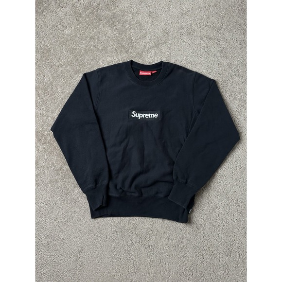 Mens Sweatshirt Supreme 2016 Box Logo Black On Black Crewneck Stateboard, Size M - Picture 1 of 10